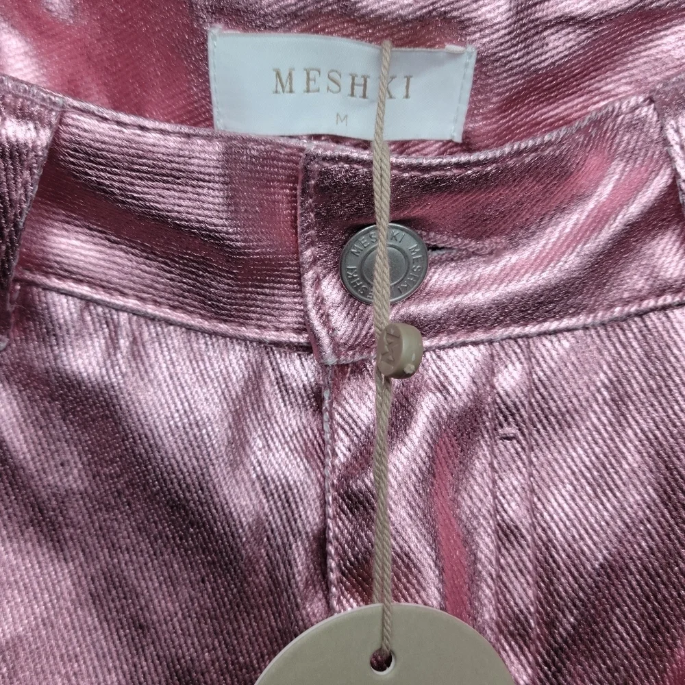 Meshki Minnie Metallic Pink Straight Jeans Size M